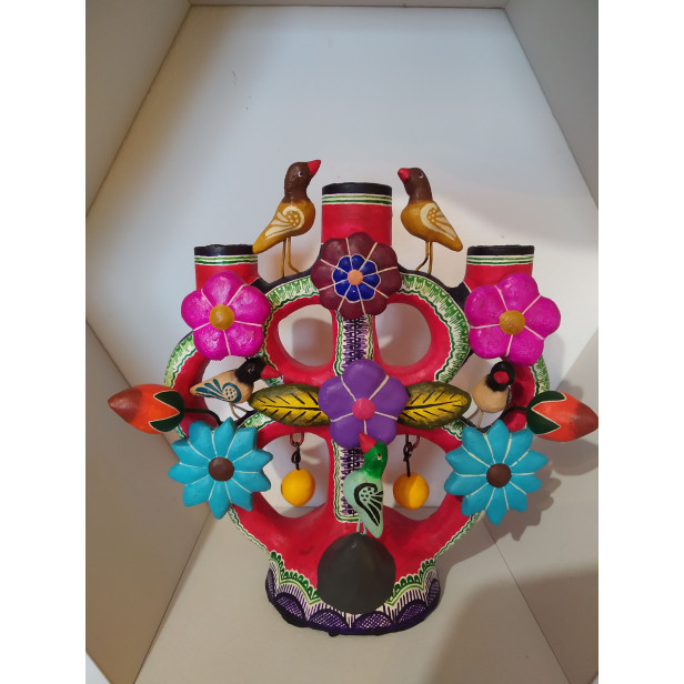 Candelabro Aves - Tree of Life with Birds - height 15 x 14 cm