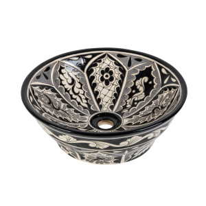 Atalaya prima - black Mexican sink with relief patterns