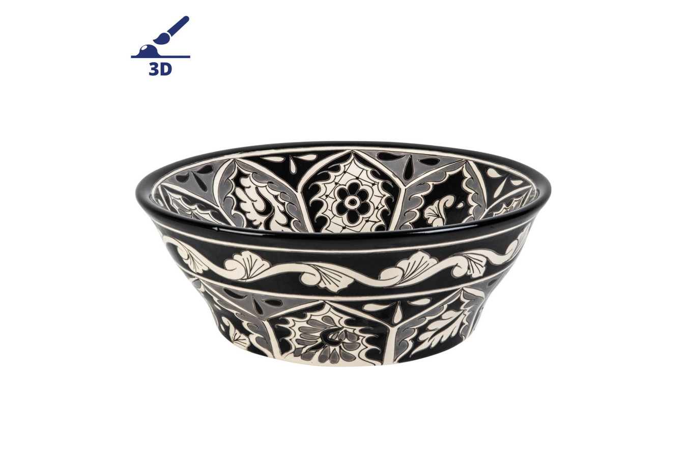 Atalaya prima - black Mexican sink with relief patterns