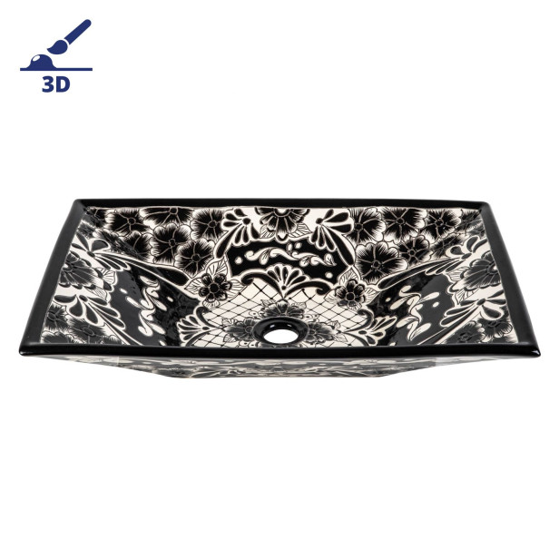 Serena prima - black countertop sink with bolded pattern