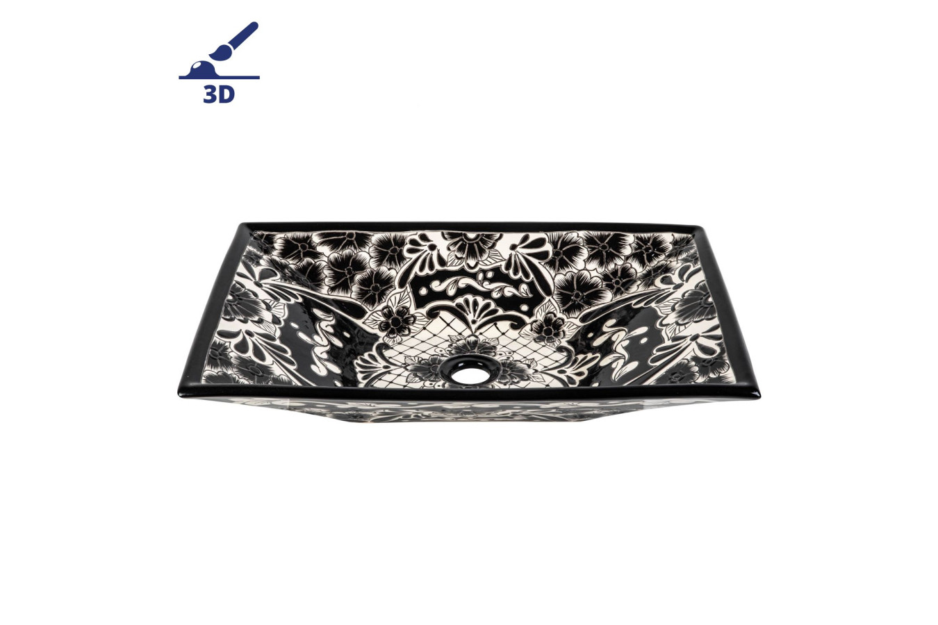 Serena prima - black countertop sink with bolded pattern