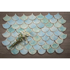 Fish Scale - "Turquoise in Mist" tile set from the "Water" series