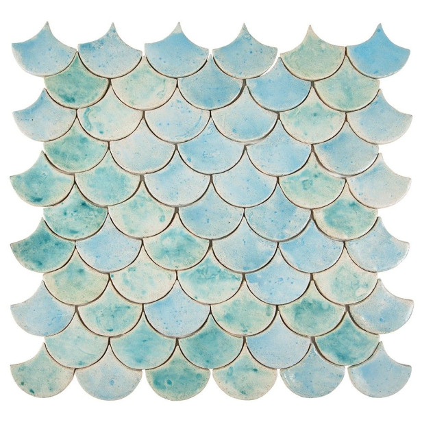 Fish Scale - "Turquoise in Mist" tile set from the "Water" series