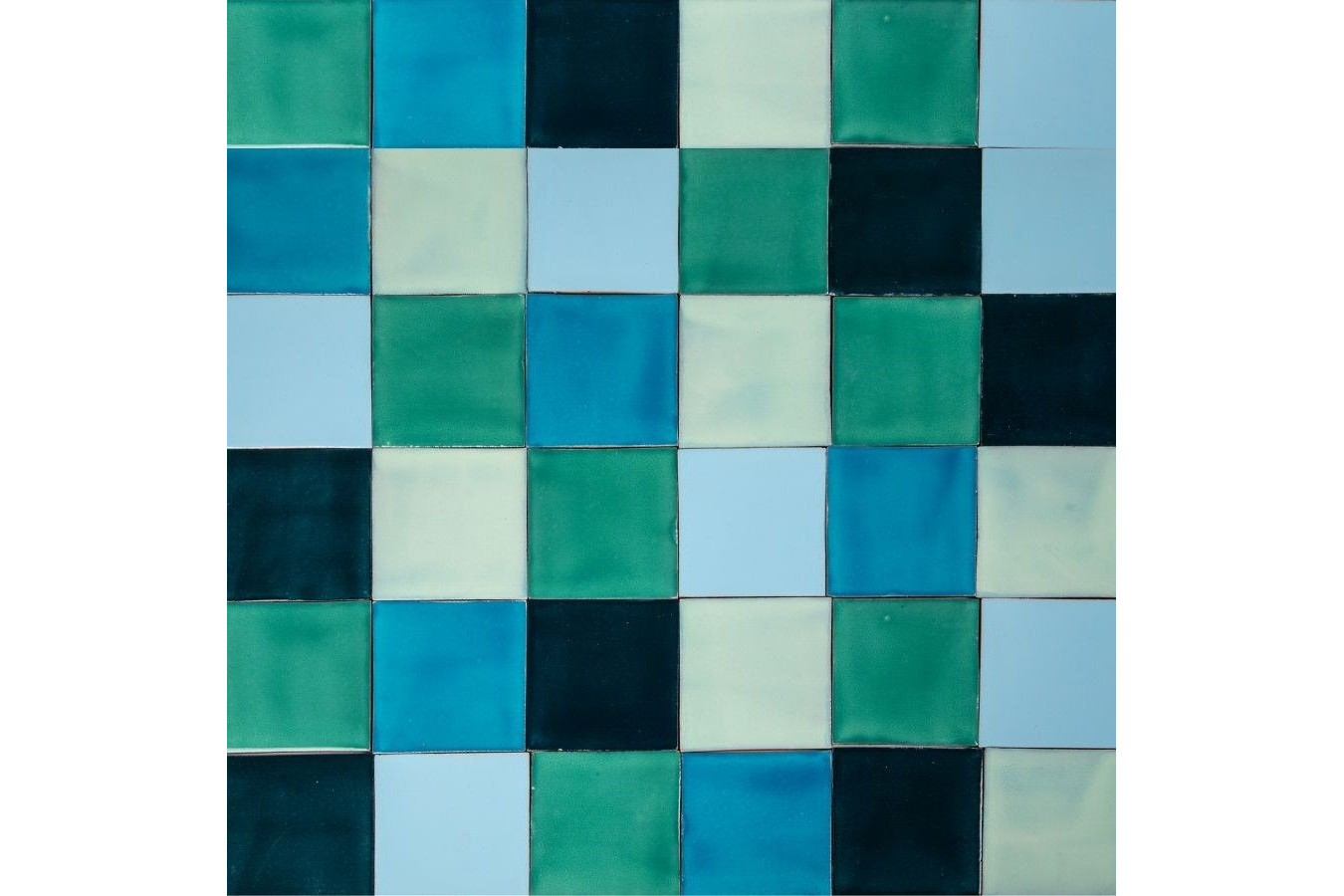 Azuta - Green-blue patchwork of single-color tiles - 30 pcs