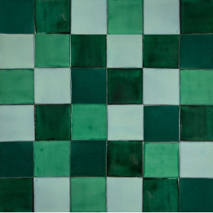 Verna - Green patchwork of single color tiles - 30 pcs