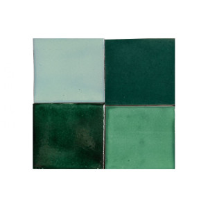 Verna - Green patchwork of single color tiles - 30 pcs