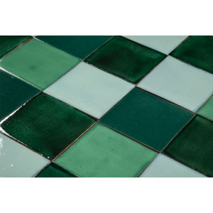 Verna - Green patchwork of single color tiles - 30 pcs