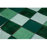 Verna - Green patchwork of single color tiles - 30 pcs