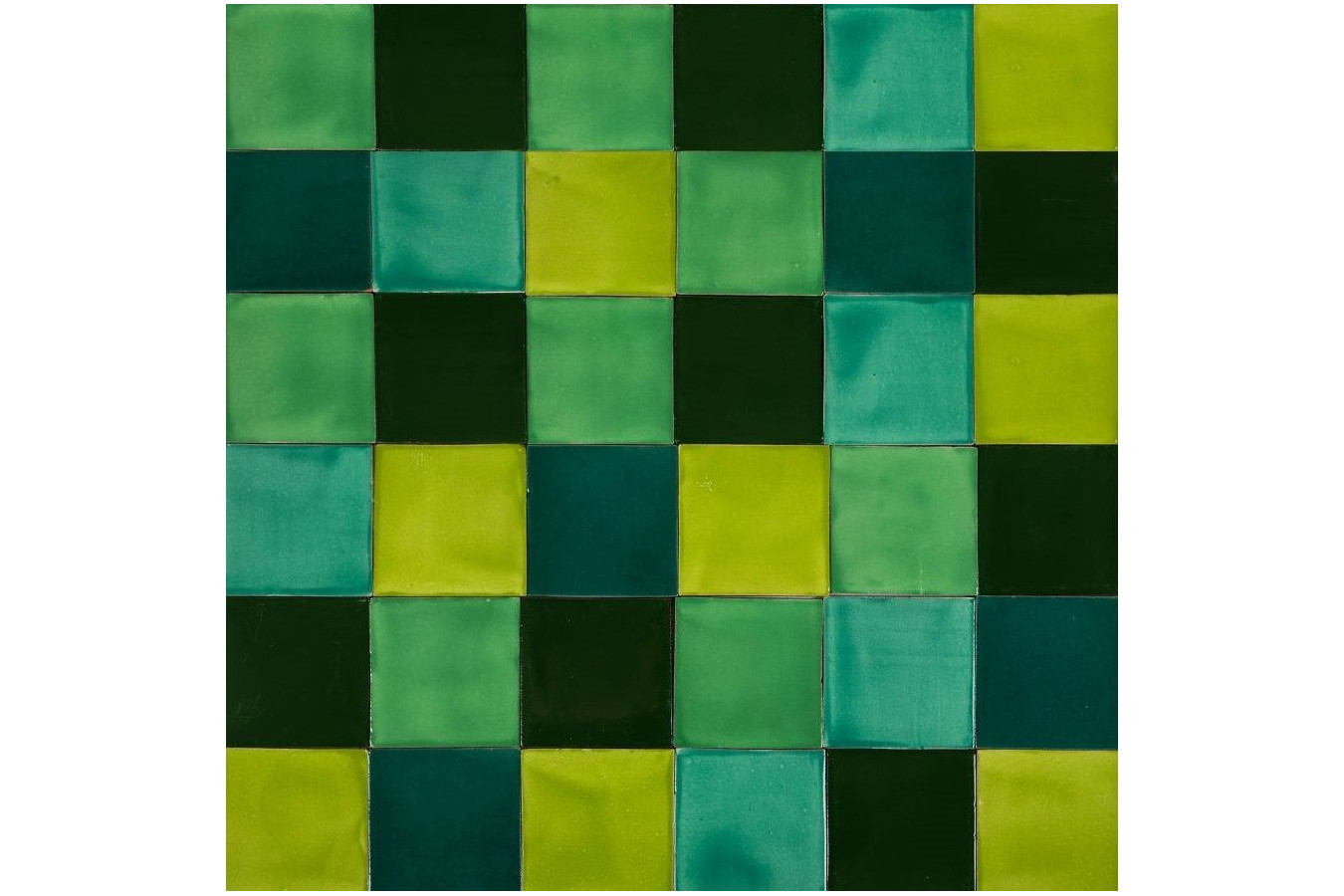 Verta - Green patchwork of single color tiles - 30 pcs