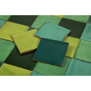 Verta - Green patchwork of single color tiles - 30 pcs