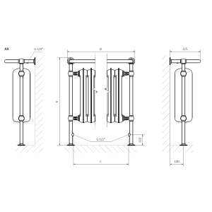 Warwick - cast iron freestanding bathroom radiator
