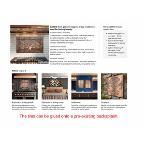 Copper wall tiles - copper tree of life with ornament