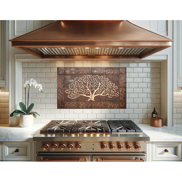 Copper wall tiles - copper tree of life with ornament