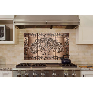 Copper wall tiles - copper tree of life with ornament