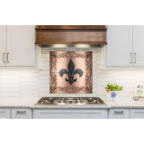 Copper wall tiles with Fleur de lis pattern