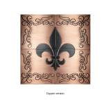Copper wall tiles with Fleur de lis pattern