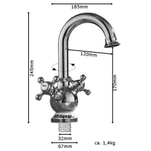 Vidal - silver wash basin mixer with decoration