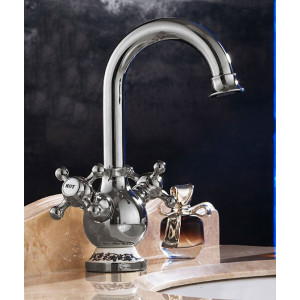Vidal - silver wash basin mixer with decoration