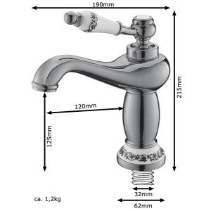 Tito - gold wash basin mixer with decoration
