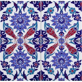 Makbule - ceramic Iznik tiles 20x20 cm, pack of 12 (0.48 m2)