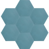 Hexagonal - Hexagonal Plain Cement Tiles Blue