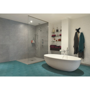 Hexagonal - Hexagonal Plain Cement Tiles Blue