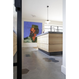 Hexagonal - dark grey - hexagonal plain cement tiles